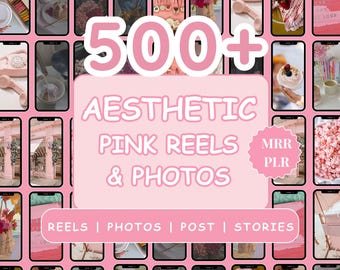 500+ Pretty in Pink Instagram Aesthetic Faceless Videos, Stories & posts Bundle, Digital Marketing Videos with Master Resell Rights, MRR