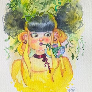 Aquarell handgemalt, farbenfroh, Originalmalerei, signiertes, ungerahmtes Unikat