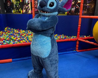 Stitch Mascot Costume for Adults, Blue Alien Outfit, Cosplay for Parties, Birthdays, or Events