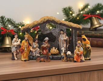 Figurines Crèche De Noël 5 Pièces – Scène D’écurie – Décoration Noël – Marque Premier