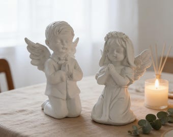 Small Angel Statue, Praying Angel Decor, Baptism Gift, First Communion Gift, Christian Nursery Decor, Religious Home Accent