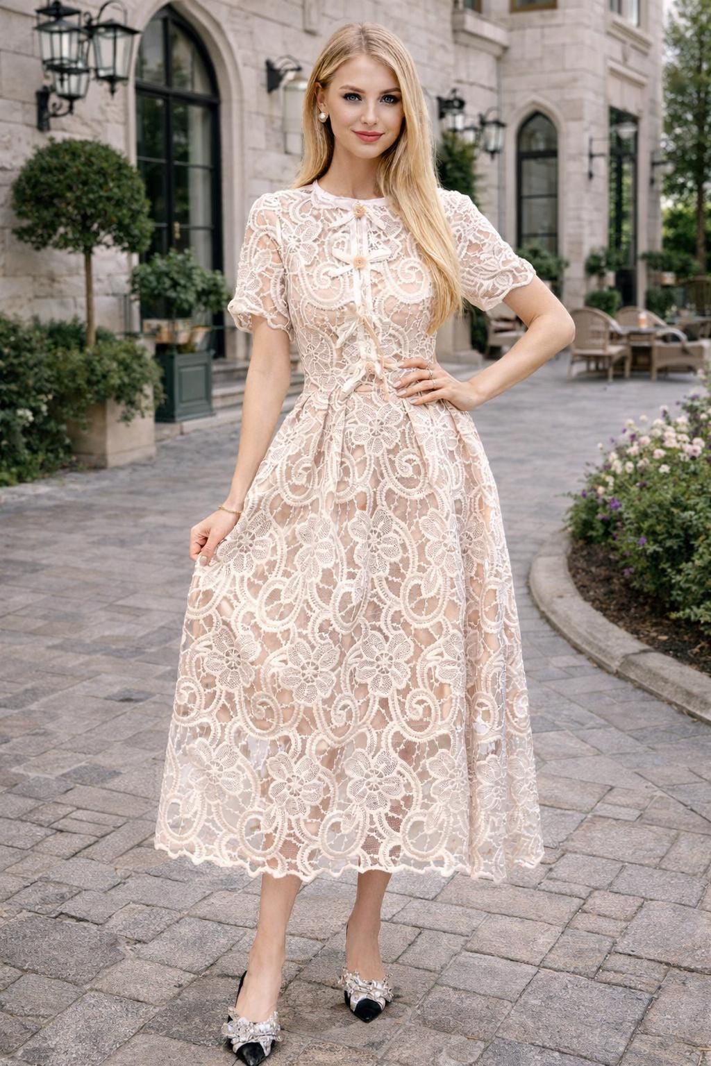 Women Lace Midi Wedding Dress - Etsy Women Lace Midi Wedding Dress - Etsy