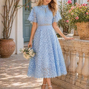 pink lace knee length dress Lace 3/4 Sleeves Knee Length Column Mother of the Bride Dress main image 0