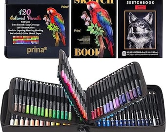120 Oil-Based Colored Pencils Set: Vibrant Drawing Kit with Sketchbook & Case
