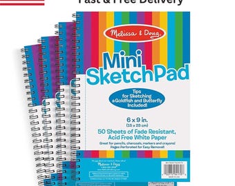 4-Pack Mini Sketch Pads for Kids | Spiral Drawing Paper Pads 6x9 Inch Art Supplies