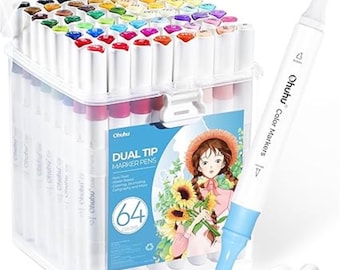 Ohuhu Brush & Chisel Tip Markers: 64 Water-Based Colors