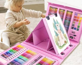 208-Piece Art Supplies Kit | Trifold Easel Set with Pencils, Crayons, Pastels & Markers