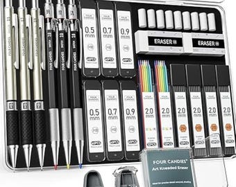 Art Mechanical Pencil Set: Metal Artist Pencils, 2mm Holders & 432 Lead Refills