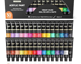 Vibrant Acrylic Paint Set: 30 Colors, Artist Quality