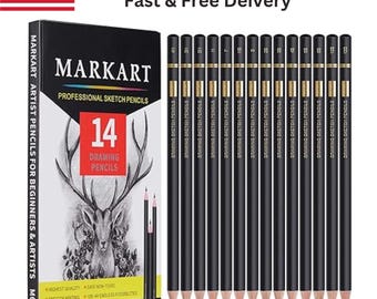 MARKART 14-Piece Professional Sketching Pencil Set with Graphite Pencils 12B-4H for Drawing Artists