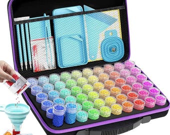 60-Slot Diamond Painting Storage Box – Portable Organizer with Jars
