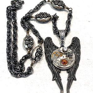 Angel Wing Steampunk Pendant Necklace