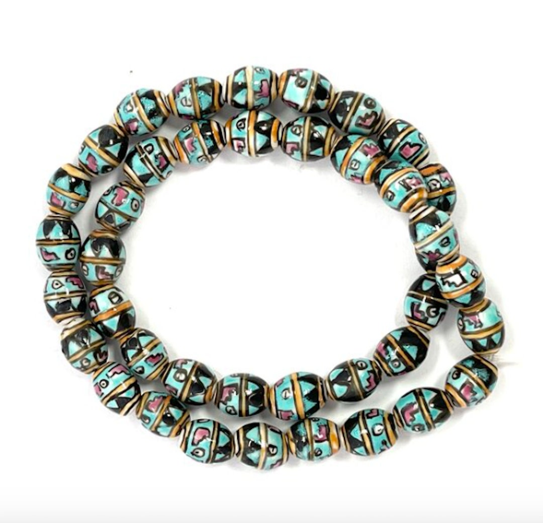 40 Porcelain Blue Beads Ceramic Beads Boho Hippie Beads Etsy