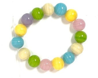 15 Round Multicolor Lampwork Glass Beads, choice of round or tube shape