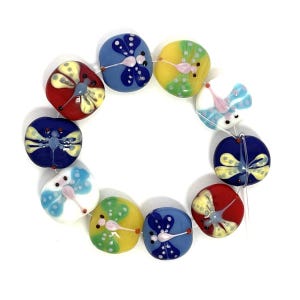 Lampwork Glass Dragonfly Beads, Insect Nature Beads, multiple colors, qty 10