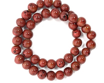 Porcelain Ceramic Red Beads, 10mm Round Beads, qty 43