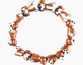 10 Brown Dog Shape Lampwork Glass Beads, 20mm Animal Beads