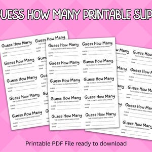 Guess How Many Game Printable Slips for Baby Shower, Wedding, Birthday, or Engagement Party