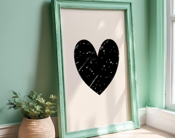 Minimalist Heart Beige And Black Wall Art, Modern Room Decor, Digital Download 19