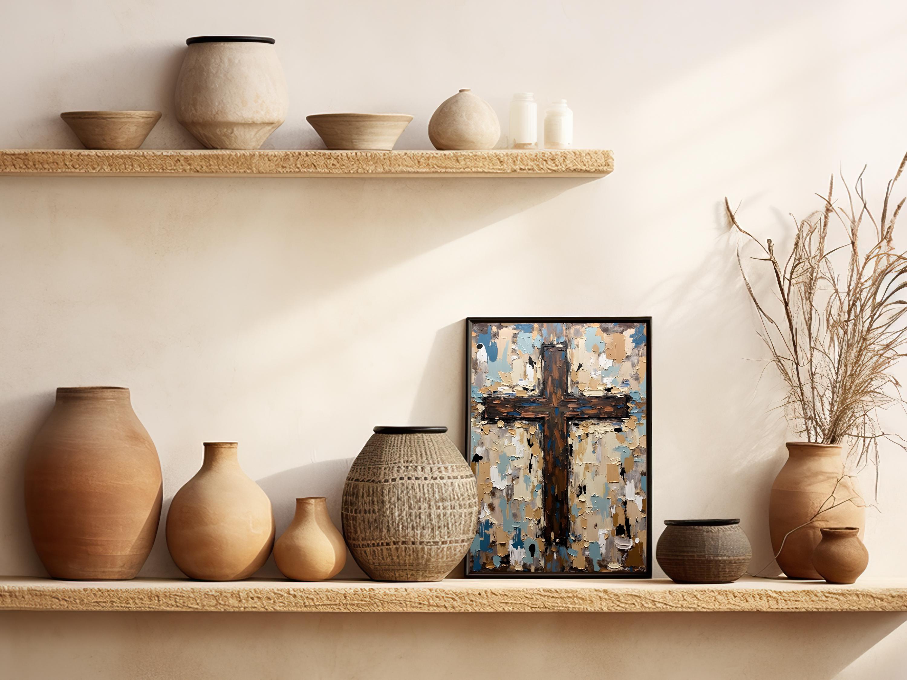 Rustic Christian Background Rustic Christian Cross Painting - Moody Farmhouse Wall Art With Thick ...