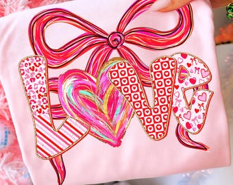 Valentine's Day love PNG Preppy Coquette Valentine PNG Valentine Bow Pink Red Heart Sublimation Design, XOXO Png, Trendy Valentine png