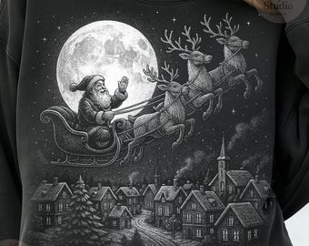 Santa Claus PNG Halftone, Christmas Santa PNG, Santa Holding Gift png, Vintage Christmas Sublimation, Holiday Shirt Design, Christmas DTF