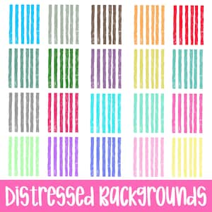 May include: A collection of twenty square digital patterns featuring vertical stripes with a distressed, textured finish. Each square displays a different solid color, including shades of blue, green, purple, yellow, pink, red, orange, and gray.