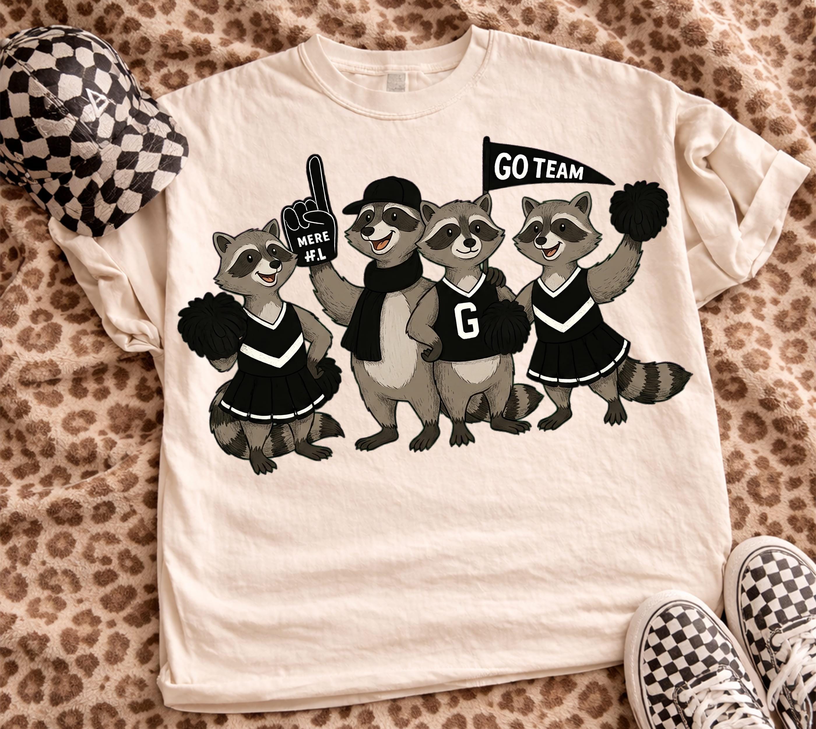 Raccoon Cheer Team PNG, Go Team Mascot Sublimation Design, Cute School ...