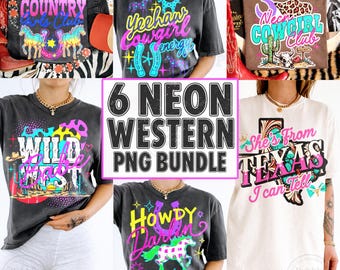 Neon Western PNG Bundle, Cowgirl Sublimation, Country Girls Club, Yeehaw Cowgirl Energy, Texas Girl PNG, Neon Cowgirl Club Digital Download