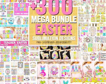 300 MEGA Bundle Easter PNG, Preppy Easter Christian Png, Kids Teacher Png Shirt for Sublimation, Spring Bunny Coquette Designs download