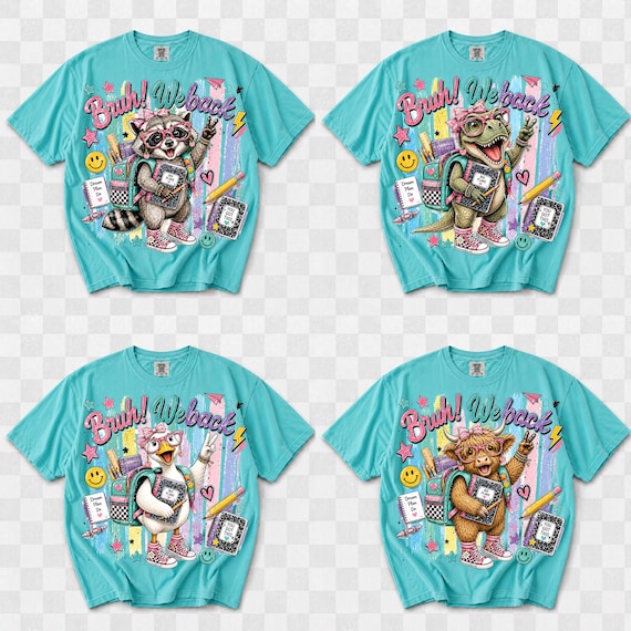 Bruh We Back PNG Bundle, Back To School Animal PNG Bundle, Preppy Teacher Student Sublimation Designs, Retro School Shirt PNG