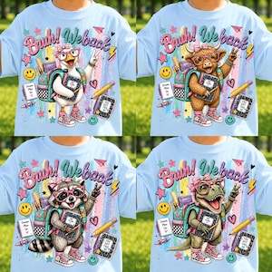 Bruh We Back PNGバンドル、Back To School Animal PNGバンドル、Preppy Teacher Student昇華デザイン、Retro School Shirt PNG 画像 2