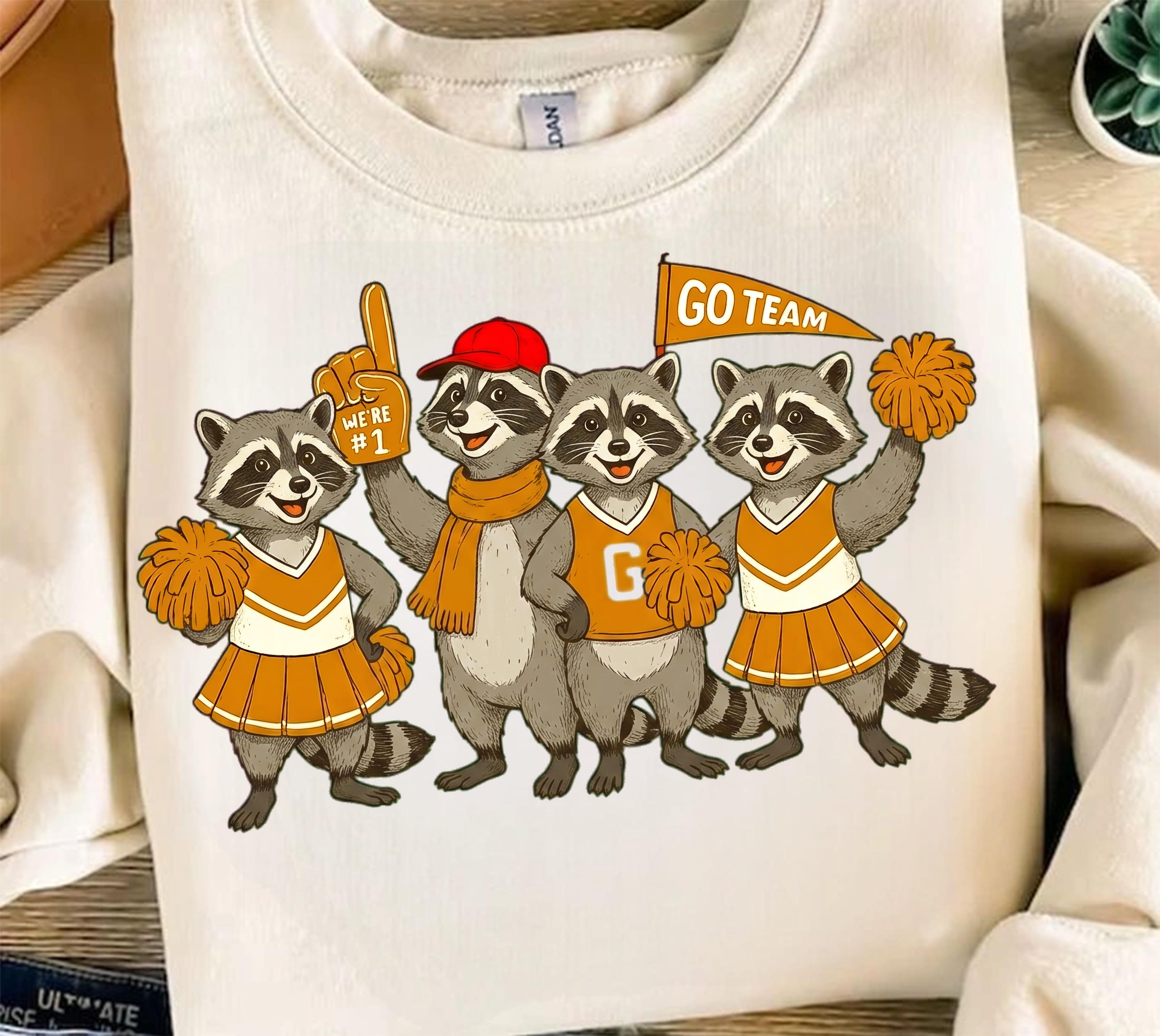 Raccoon Cheer Team PNG, Go Team Mascot Sublimation Design, Cute School ...