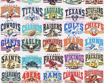 Football Teams PNG Bundle, American Football PNG, Football Team Design, Mascot Sports Sublimation, Game Day Shirt Png, Custom School Mascot