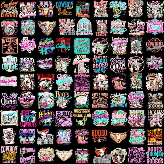 Western PNG Bundle 80+, Cowgirl Sublimation Mega Bundle, Rodeo Queen, Disco Cowgirl, Lucky Cowgirl, 90s Country, Digital Download PNG