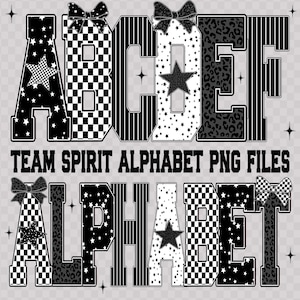 Sport Varsity Letters Doodle Alphabet PNG Checkered Alpha Design Bubble Block Letter Burgundy Preppy Retro Canva Clipart Bundle Monogram