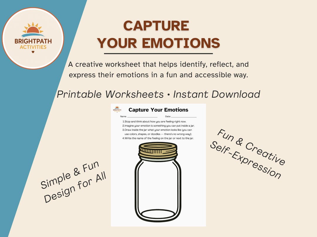 Capture Your Emotions Worksheet | Feelings Jar Printable for Emotional ...