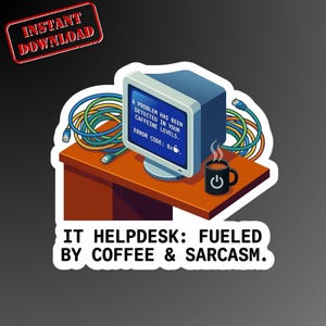 "IT Helpdesk BSOD Aufkleber, ""Syssynapchat"" PNG, Tech Support Aufkleber"