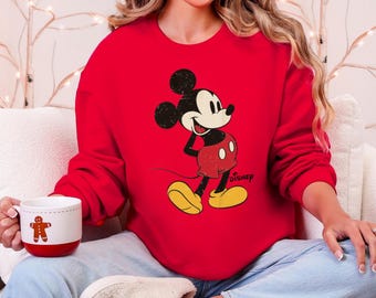 Disney Vintage Mickey Mouse Sweatshirt - Retro Mickey Mouse Sweatshirt - Disneyworld Holiday Vacation Shirt - Disney Retro Sweater