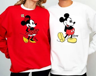 Sudadera retro de Disney Minnie Mickey, sudadera vintage de Disney, sudadera de pareja de Disney, sudadera de Minnie Mouse, camiseta de Mickey Mouse