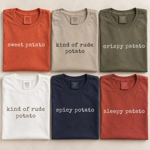 Koszulka z zabawnym ziemniakiem Comfort Colors®, koszulka z słodkim, pikantnym, śpiącym ziemniakiem, pasujące koszulki Friends, pasująca koszulka na Święto Dziękczynienia, rodzina na Święto Dziękczynienia