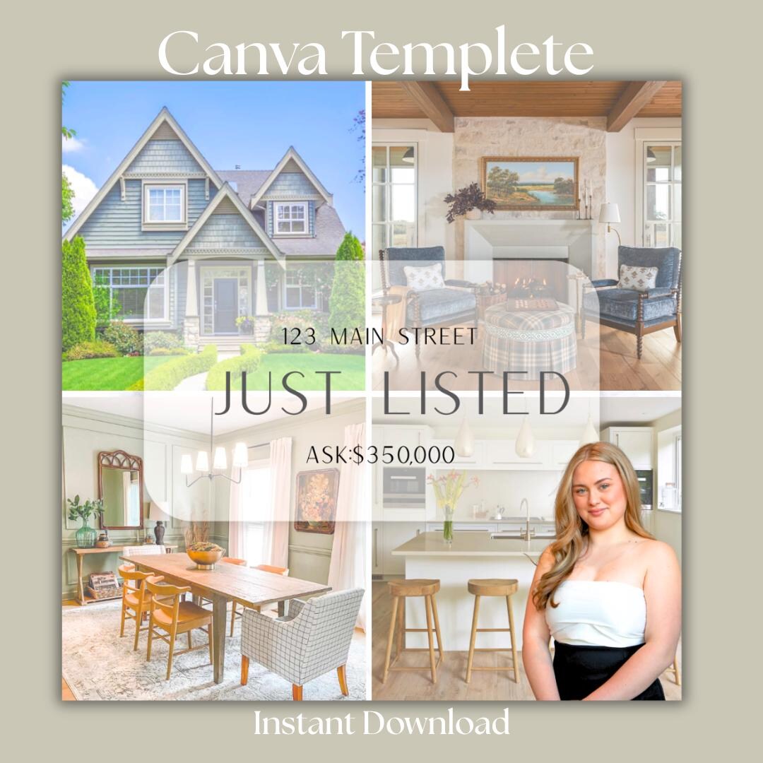 Just Listed Canva Template| Real Estate Social Media Post | Editable ...