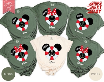 2026 Disney Cruise Year Personalized, Family Name Vacation Shirts, Custom Matching Cruise Disney T-Shirts, Disney Mickey Life Preserver Tee