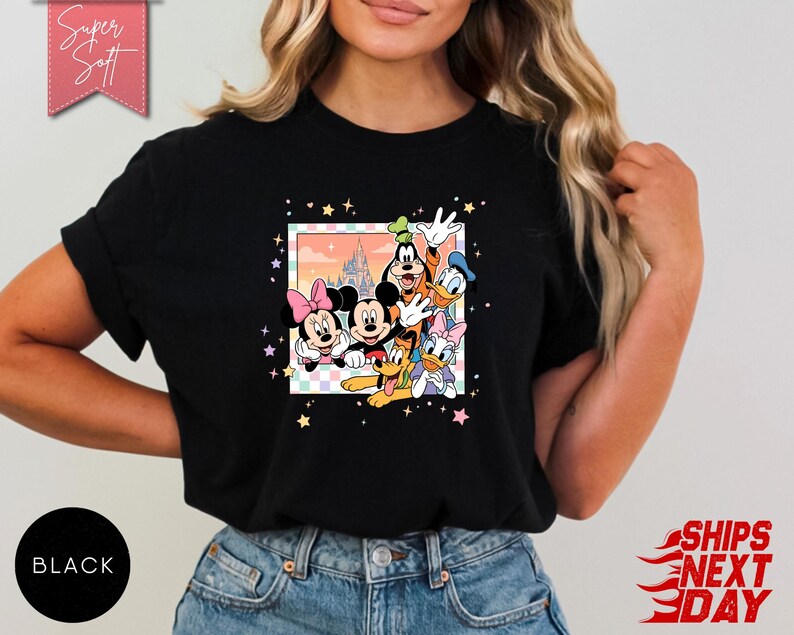 Retro Mickey and Friends Signatures Shirt, Vintage Disney Graphic Tee, Family Matching Disney Lover Gift, Nostalgic Mickey Mouse T-Shirt zdjęcie 11