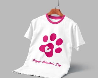 Custom Pet Paw Valentine's Day T-Shirt Design| Personalized Pet Shirt | Custom Dog Cat Design