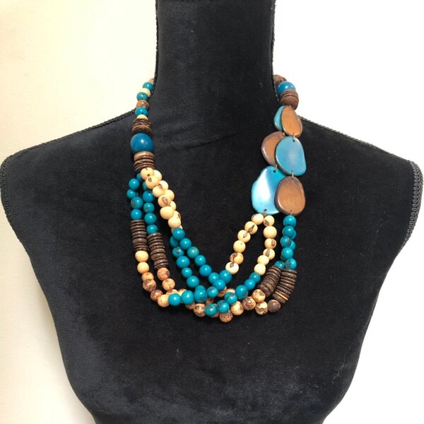 Multi-Seed Statement Necklace/ Tagua Necklace/ Acai Seed Necklace / Ecofriendly and Ecofashion Jewelry