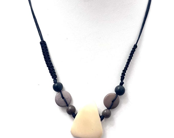 Adjustable Tagua Nut Macrame Necklace - Eco-friendly Jewelry- Eco-Fashion- Boho Style/ Bohemian/ Hippie necklace
