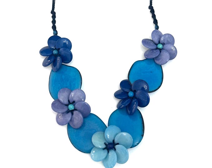 Tagua Flower Necklace, Adjustable Boho Jewelry
