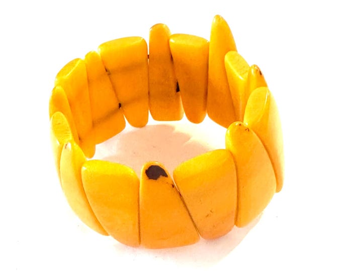 Yellow Tagua Nut Bracelet, boho jewelry, colorful accessories