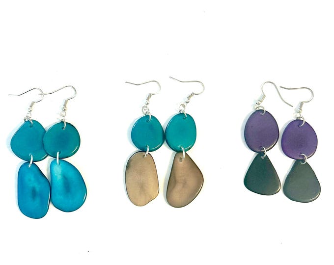 Boho Chic Tagua Nut Earrings, Sustainable Palm Jewelry